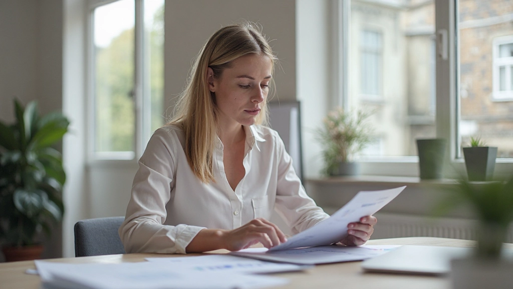 Professionell arbetsmiljö med budget- och sparplaneringsdokument på skrivbord